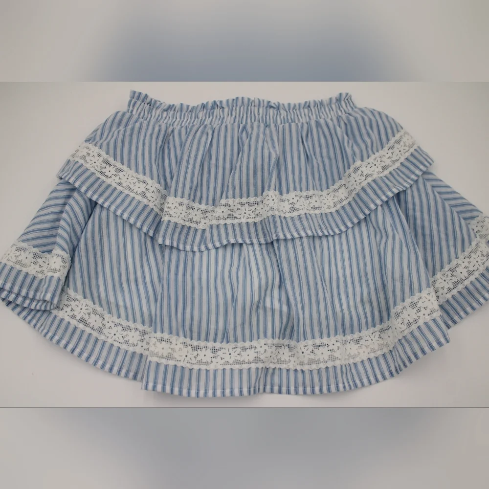 Wild Fable Tiered Lace-Trim Skort — Blue/White, XXS, NWT